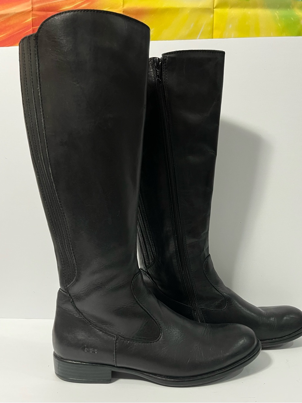 Born Boc Boots Womens 8M Knee High Side Zip Riding Boot Black Leather Equestrian